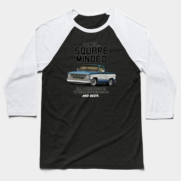 Square Body Chevy and Beer Baseball T-Shirt by hardtbonez